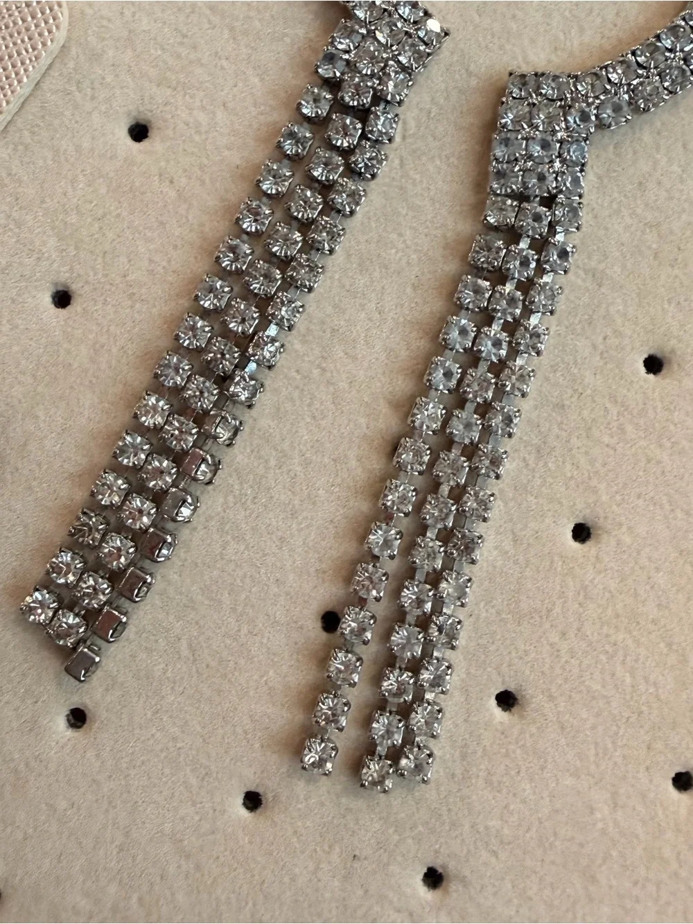 Vintage Rhinestone Ear Climber Chandelier Fringe Earrings 1063